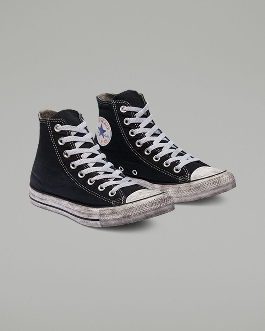 Tenisky Vysoke Converse Chuck Taylor All Star Platene Smoke Damske Čierne Biele | SK LSWJO7